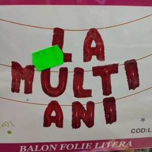 SET MESAJ ANIVERSAR baloane de folie roșuLA MULTI ANI