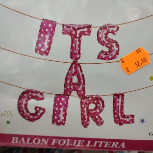 SET MESAJ ANIVERSAR baloane de folie roz ITS A GIRL