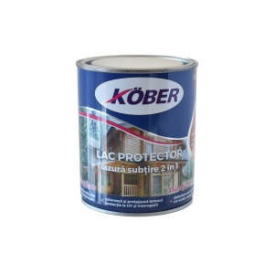 LAC PROTECTOR, Lazura lemn subtire 2 in 1 Kober, pe baza de solvent, interior/exterior, incolor, 0.75 L