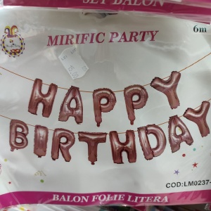 SET MESAJ ANIVERSAR baloane de folie roz deschis HAPPY BIRTHDAY