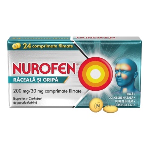 NUROFEN RACEALA SI GRIPA 200 mg 30 mg x 24 COMPR. FILM. 200mg 30mg