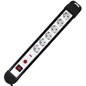 Prelungitor 6 intrari/5 metri Schuko, Cu siguranta automata SPD si protectie supratensiune