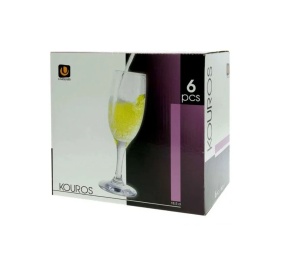 Set 6 PAHARE KOUROS Sampanie din sticla, tip Fluta 185ml, Kouros - Img 3