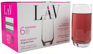 Set 6 pahare sticla Lav Diamond apa suc vin 385 ml - Img 4