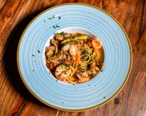 Spaghetti con gamberi e zucchine (RED'S)