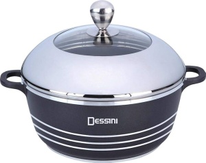 DESSINI ITALY 32 cm Caserolă din aluminiu turnat sub formă de oală antiaderentă Vasă de gătit cu capac