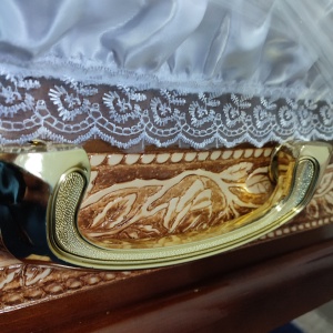 SICRIU MODEL 1 XL Lungime 210 x lăţime 80 x înălţime 60 cm LEMN BRAD, CAPITONAT SATIN, PERNUŢĂ, VOAL - Img 5