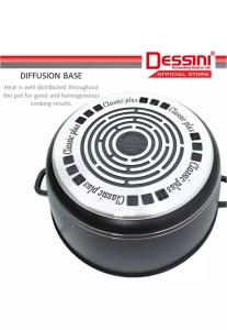 DESSINI ITALY 32 cm Caserolă din aluminiu turnat sub formă de oală antiaderentă Vasă de gătit cu capac - Img 3