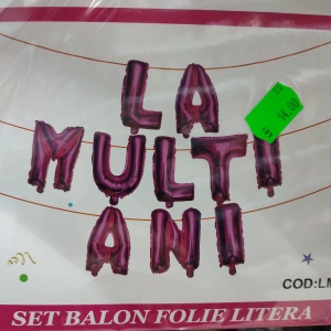 SET MESAJ ANIVERSAR baloane de folie roz LA MULTI ANI
