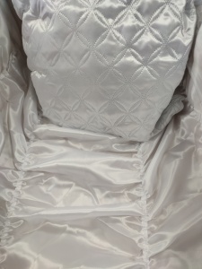 SICRIU MODEL 1 XL Lungime 210 x lăţime 80 x înălţime 60 cm LEMN BRAD, CAPITONAT SATIN, PERNUŢĂ, VOAL - Img 7