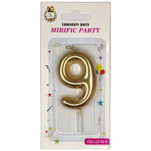 Lumanare tort Cifre de la 0 la 9 AURIU METALIZAT 8cm - Img 3