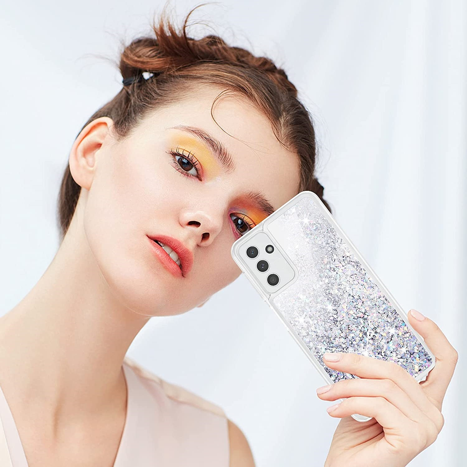 husa samsung a55 cu sclipici si lichid