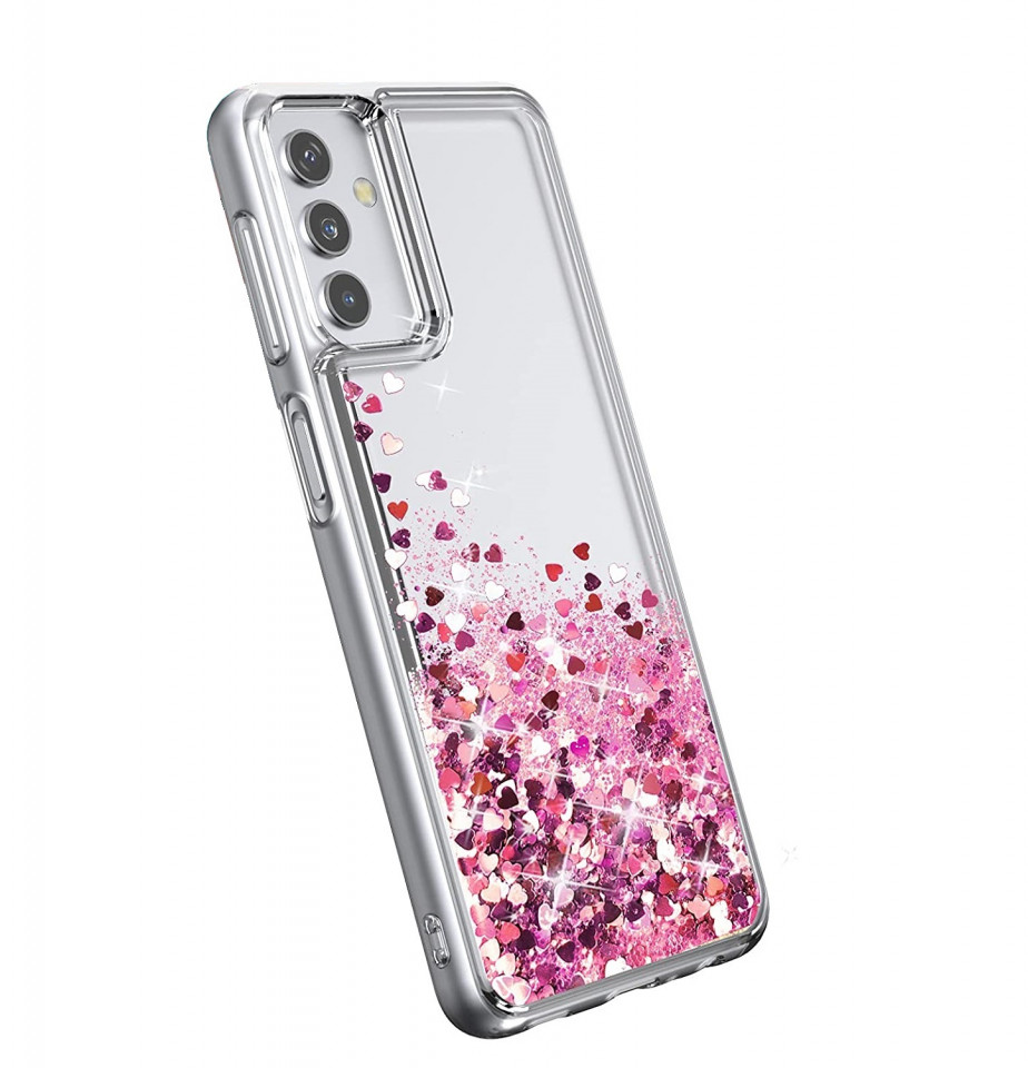Loosely Be excited Manners Husa Samsung Galaxy A14, cu Apa si Sclipici, Lichid si Glitter, Fashion,  protectie camera, Roz