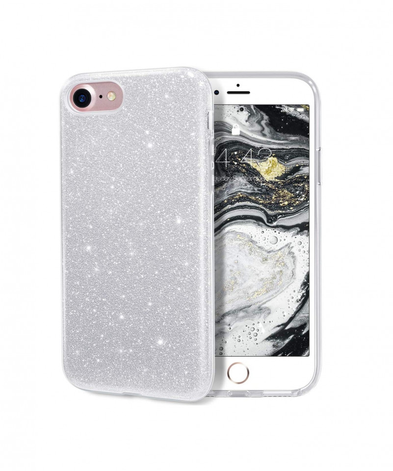 Prick Rainy Psychological Husa iPhone 8 ultra slim din silicon, cu 3 straturi protective, Fashion, cu  sclipici Glitter, Argintiu