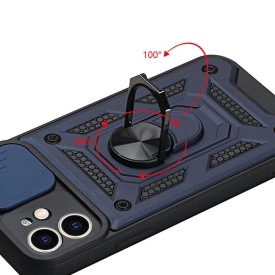 Husa antisoc Armor, compatibila cu iPhone 16, silicon si plastic, magnet inclus, inel prindere, stand pentru filme, Camera Slide, Bleumarin - Img 4