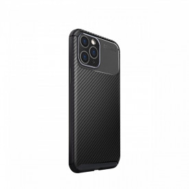 Husa antisoc iPhone 12 Pro stil carbon, ultra slim, Negru, fashion look