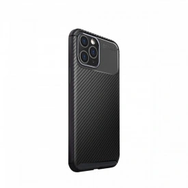 Husa antisoc iPhone 12 Pro stil carbon, ultra slim, Negru, fashion look