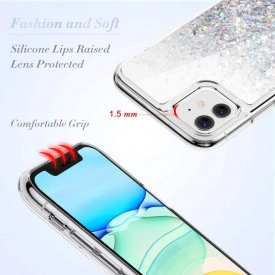husa iphone 11 apa si sclipici argintiu planetphone