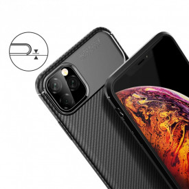 Husa iPhone 11 Pro Max stil carbon, ultra slim, Negru, fashion look - Img 5