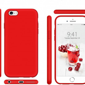 Husa iPhone 6 / iPhone 6S, ultra slim silicon, interior din catifea, Rosu - Img 2