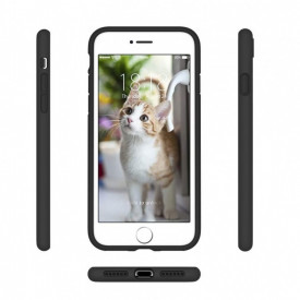 Husa iPhone 7 / iPhone 8, ultra slim silicon, interior din catifea, Negru - Img 2