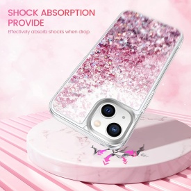 husa apa sclipici iphone 15 roz planetphone
