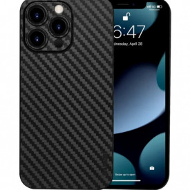 Husa protectie din Kevlar pentru iPhone 12 Pro, din Fibra de Carbon, Aramida, ultra slim, ultra rezistenta, protectie camera, Negru