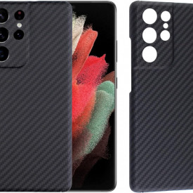 Husa protectie din Kevlar pentru Samsung Galaxy S21 ultra, din Fibra de Carbon, isag