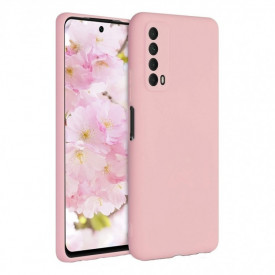 Husa protectie Huawei P Smart 2021, ultra slim, silicon Roz Pal, cu interior de catifea, protectie camera