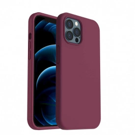 Husa protectie iPhone 12 Pro Max, ultra slim, silicon Visiniu, interior din microfibra