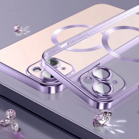 husa iphone 14 magsafe transparenta margini mov planetphone