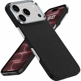 husa iphone 18 pro din kevlar ultra slim, carbon