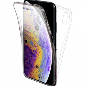 Husa protectie iPhone X / iPhone XS, Fully PC & Glass 360° (fata + spate), transparenta, ultra slim, Premium Quality