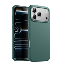 Husa protectie pentru iPhone 17 Pro Max, slim, silicon Verde Army cu interior din microfibra, protectie camera, protectie ecran