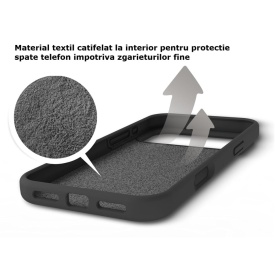 husa iphone 17 pro neagra din silicon si catifea la interior planetphone