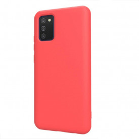 Husa protectie Samsung A02S, ultra slim, silicon Rosu, cu interior de catifea, protectie camera