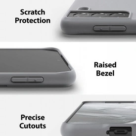 Husa protectie Samsung Galaxy S21, ultra slim, silicon Gri, cu interior de catifea, protectie camera - Img 3