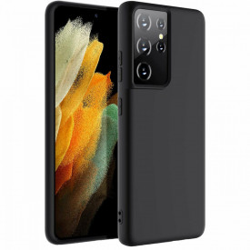 Husa protectie Samsung Galaxy S21 Ultra, ultra slim, silicon Negru, cu interior de catifea, protectie camera - Img 1