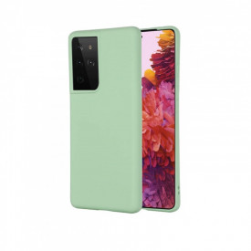 Husa protectie Samsung Galaxy S21 Ultra, ultra slim, silicon Verde, cu interior de catifea, protectie camera
