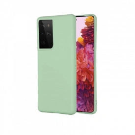 Husa protectie Samsung Galaxy S21 Ultra, ultra slim, silicon Verde, cu interior de catifea, protectie camera