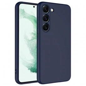 Husa protectie Samsung Galaxy S23 Plus, ultra slim, silicon Bleumarin, cu interior de catifea, protectie camera