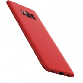 Husa protectie Samsung Galaxy S8, ultra slim, silicon Rosu, cu interior de catifea, protectie camera