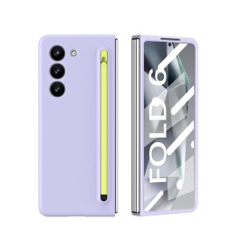 Husa protectie Samsung Galaxy Z Fold 6, cu S-Pen inclus, Slim, Antisoc, Premium Quality, din policarbonat, 2 piese, Mov