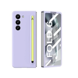 Husa protectie Samsung Galaxy Z Fold 6, cu S-Pen inclus, Slim, Antisoc, Premium Quality, din policarbonat, 2 piese, Mov