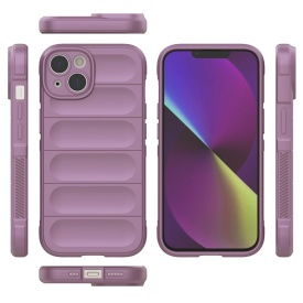 Husa protectie Wave style, compatibila cu iPhone 14, antisoc, silicon Mov, interior din microfibra, anti-alunecare, protectie camera, protectie ecran - Img 3