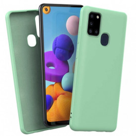 Husa Samsung Galaxy A21s, ultra slim, silicon Verde, cu interior de catifea, protectie camera - Img 2