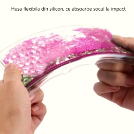 husa samsung a36 cu sclipici si lichid roz