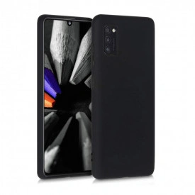 Husa Samsung Galaxy A41, ultra slim silicon si microfibra, Negru