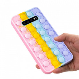 Husa Samsung Galaxy S10, husa POP IT, Push Pop Bubble Fidget, Antisoc, antistres, din silicon, Mov/Roz/Galben/Albastru - Img 5