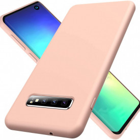 Husa Samsung Galaxy S10, ultra slim silicon si microfibra, Roz